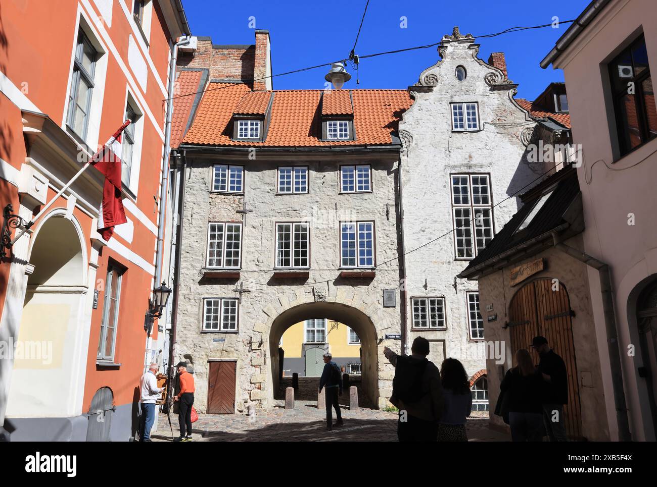 Schwedisches Tor, Teil der alten Stadtmauer, die Riga im Mittelalter umgab, zur Befestigung und als Handelsgrenze., Lettland Stockfoto