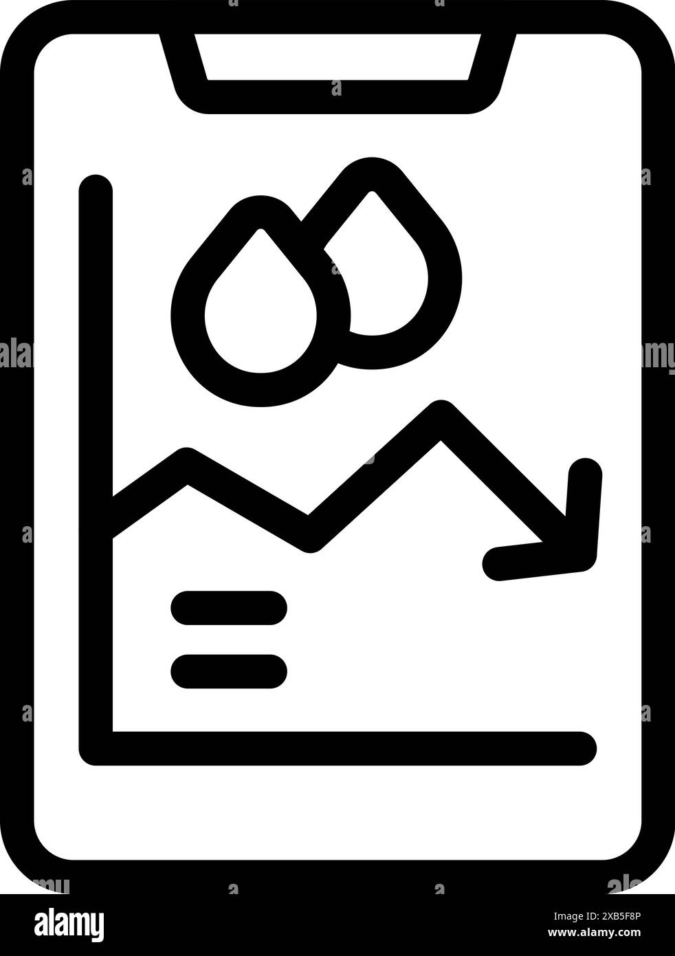 Smartphone zeigt Wasserknappheit Problem mit abfallender Grafik, Konzept des Klimawandels Stock Vektor