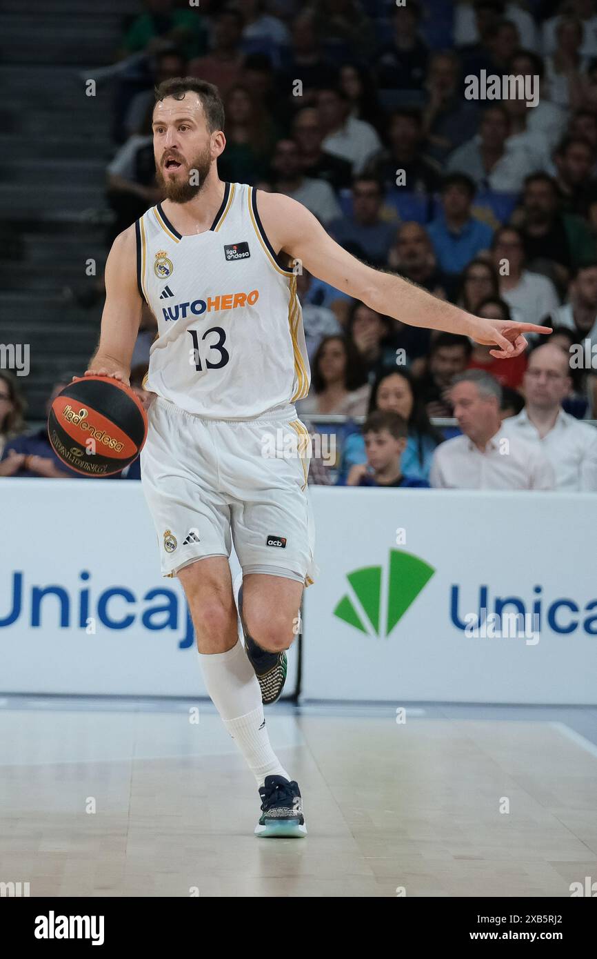 Sergio Rodríguez von Real Madrid während des Liga ACB Endesa Final Basketballspiels zwischen Real Madrid und UCAM Murcia am 1. Juni im Wizink Center Stockfoto