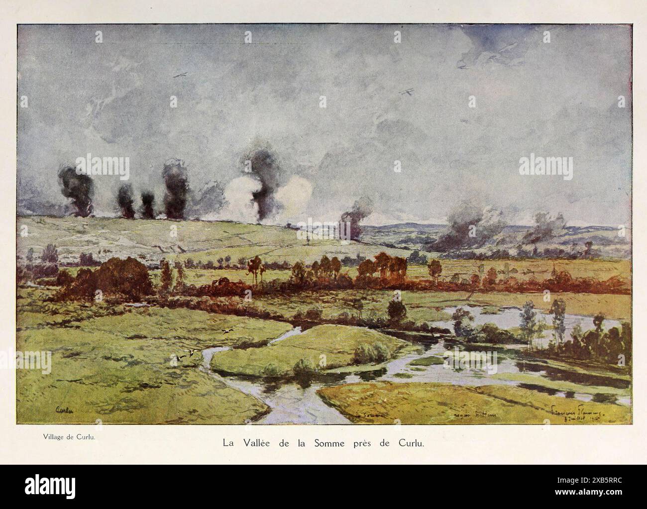 Illustration von Francois Flameng aus der Schlacht am Fluss Somme, Frankreich. Vintage-Illustration des Ersten Weltkriegs aus dem L'Illustration Journal universel, 1916 Stockfoto