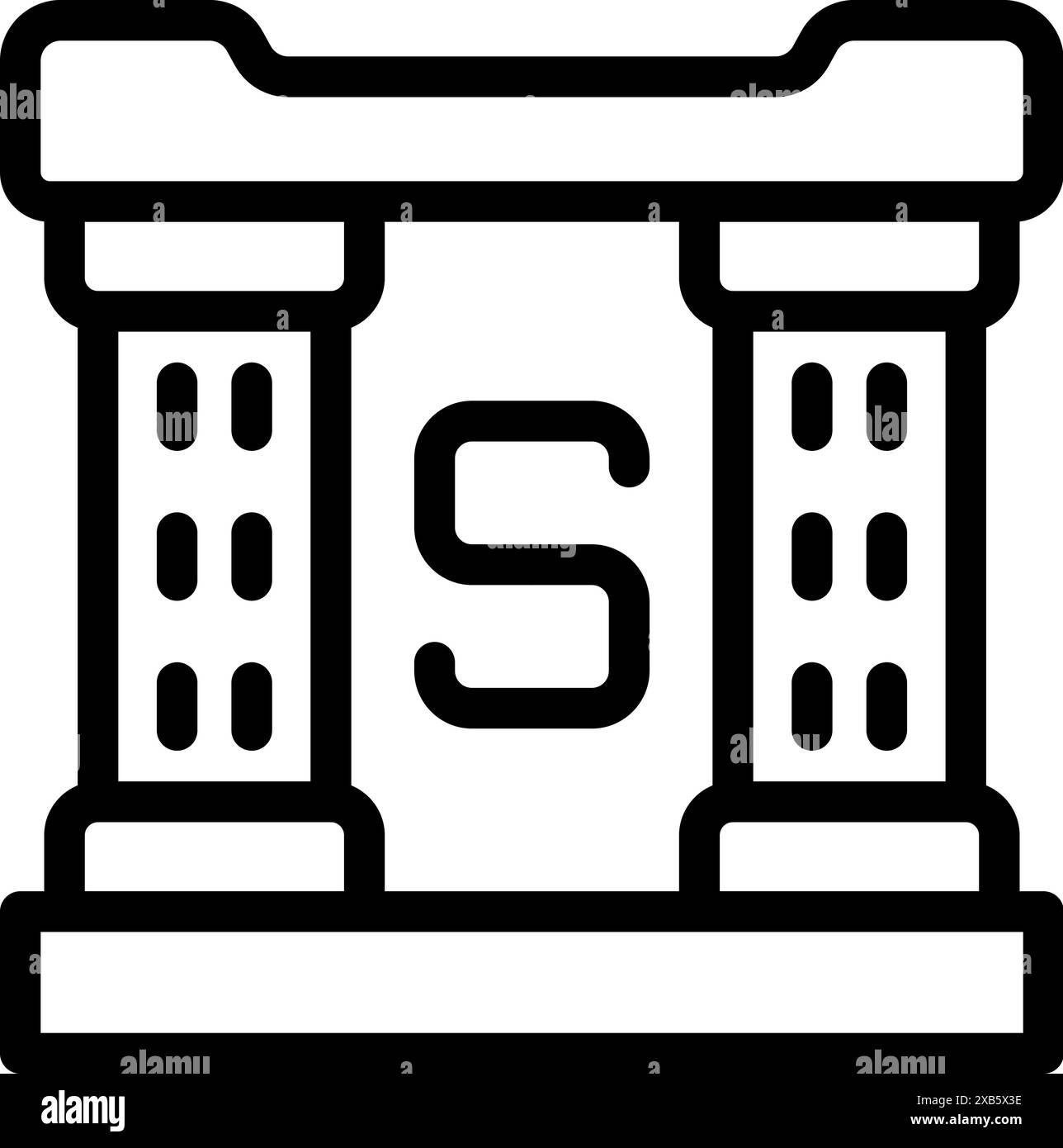Einfaches Umrisssymbol des chemischen Elements Schwefel, dargestellt durch seine Atomzahl und sein Symbol Stock Vektor