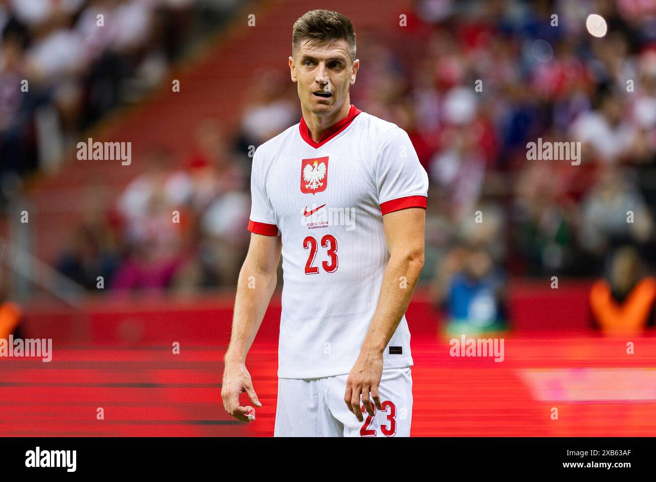 Warschau, Polen. Juni 2024. Krzysztof Piatek (Polen) wurde während des Freundschaftsspiels vor der UEFA EURO 2024 zwischen Polen und der Türkei im PGE Narodowy Stadion gesehen. Quelle: Mikołaj Barbanell/Alamy Live News Stockfoto