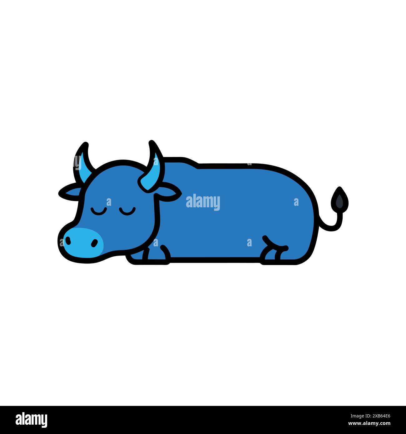 Blauer Gnus Büffel schläft Icon Vektor Illustration. KI-generiertes Bild. Clipart-Zeichentricksymbol Stock Vektor