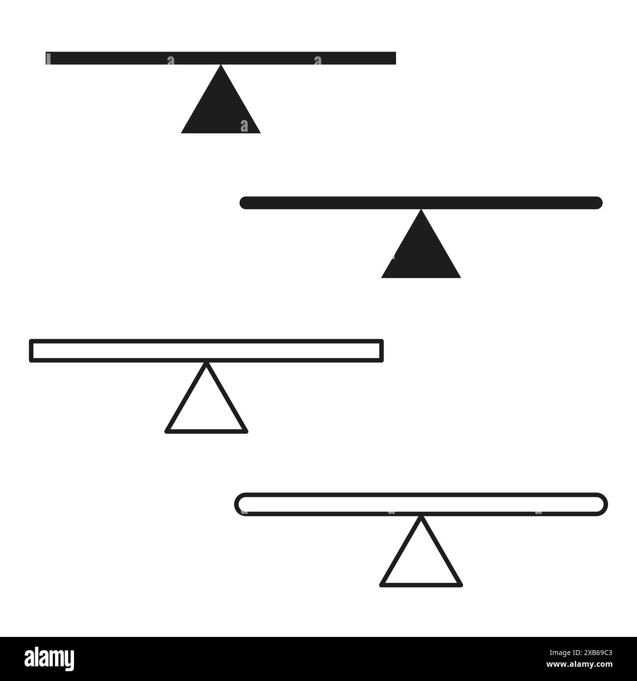 Wippe-Symbole gesetzt. Balancesymbole. Schwarze Vektorgrafik. Einfaches Design. Stock Vektor