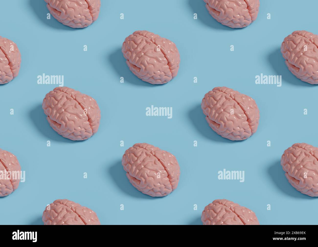 Das isometrische nahtlose Muster des menschlichen Gehirns. 3D-Abbildung. Stockfoto