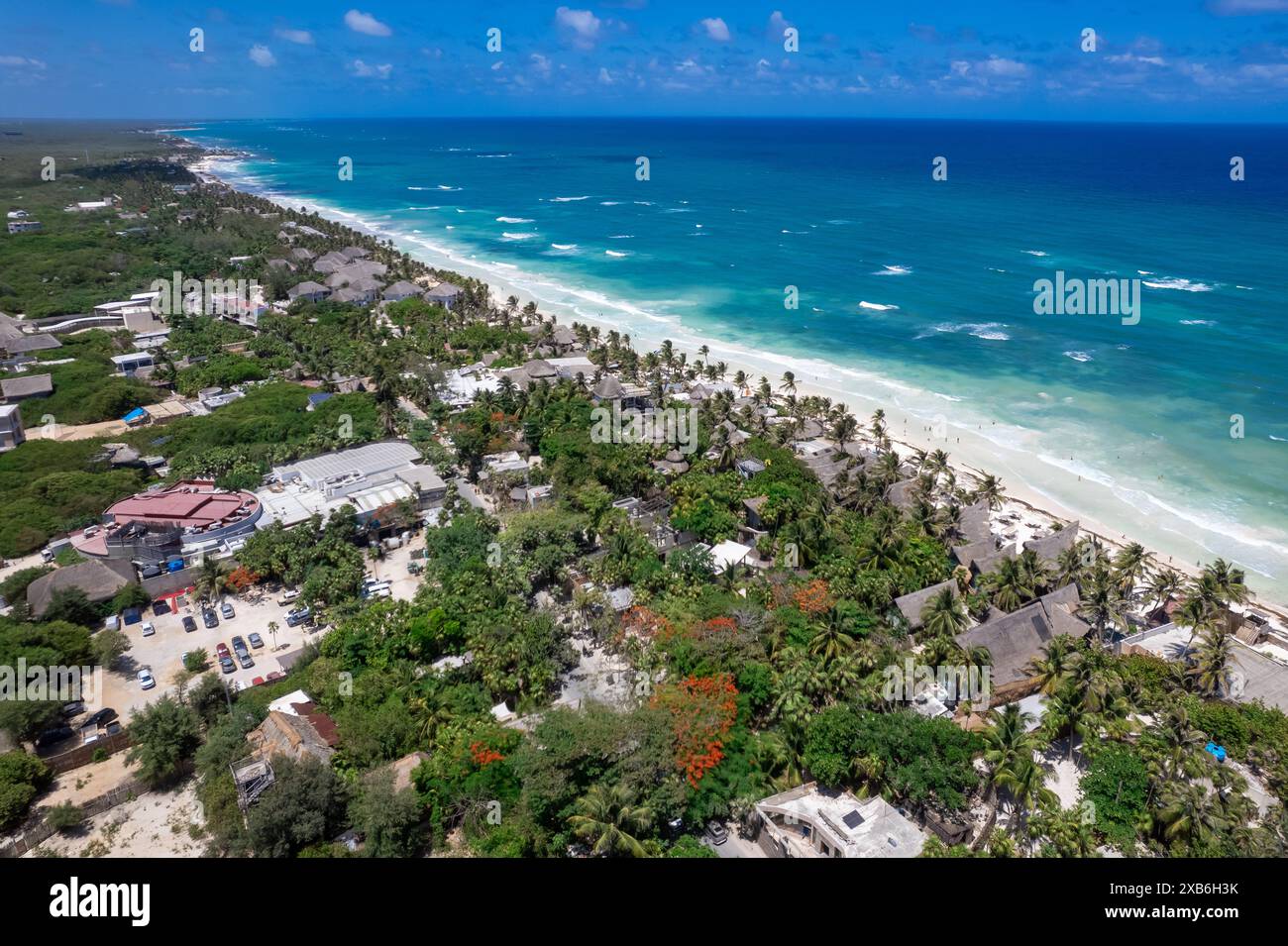 Drohnenblick auf Boca Paila, Tulum Stockfoto