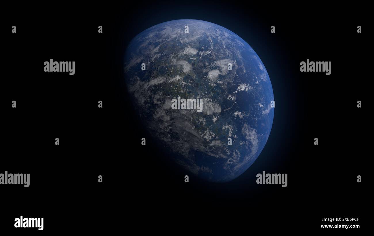 Erleben Sie den terraformierten Mond, eine Vision des Satelliten der Erde, der in eine bewohnbare Welt verwandelt wurde. Stockfoto