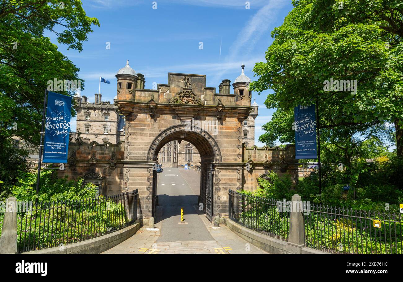 Der Eingang zur George Heriot's School in Edinburgh. Stockfoto