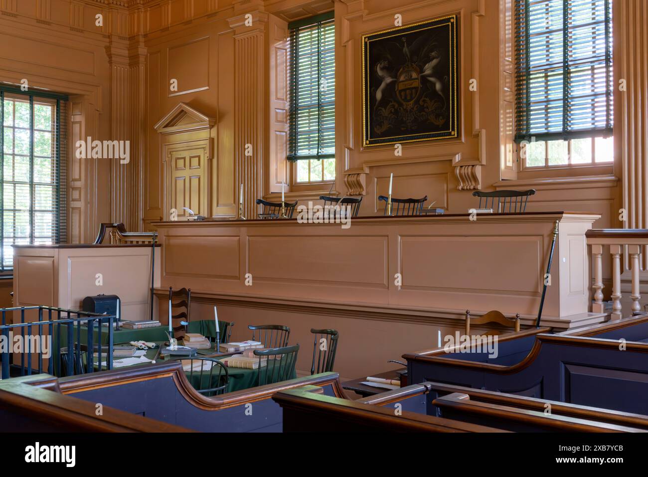 Kammer Des Obersten Gerichtshofs Von Pennsylvania. Independence Hall ist ein historisches Gebäude in Philadelphia, wo beide die Unabhängigkeitserklärung der Vereinigten Staaten sind Stockfoto