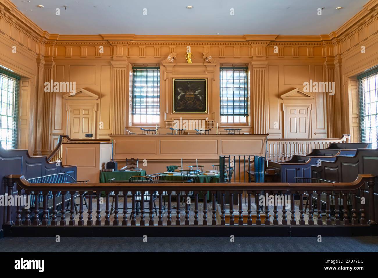 Kammer Des Obersten Gerichtshofs Von Pennsylvania. Independence Hall ist ein historisches Gebäude in Philadelphia, wo beide die Unabhängigkeitserklärung der Vereinigten Staaten sind Stockfoto