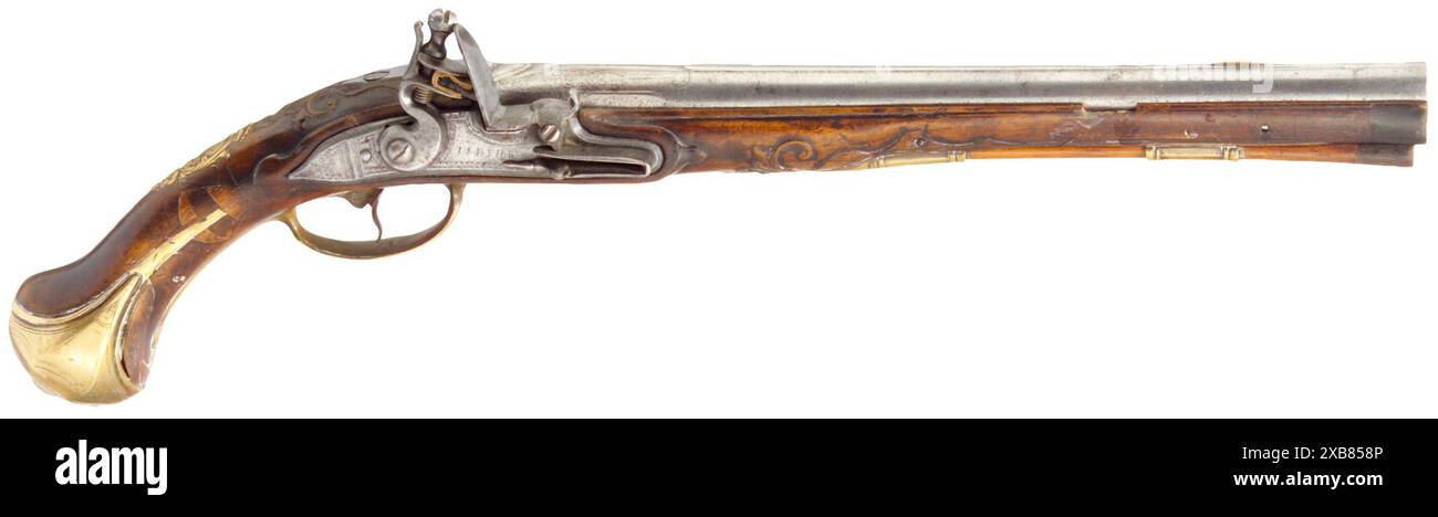 Kleinwaffen, Pistolen, Feuersteinpistole, Kaliber 15 mm, Johann Jakob Behr, Maastricht um 1720, EIGENTUM FREIGEGEBEN Stockfoto