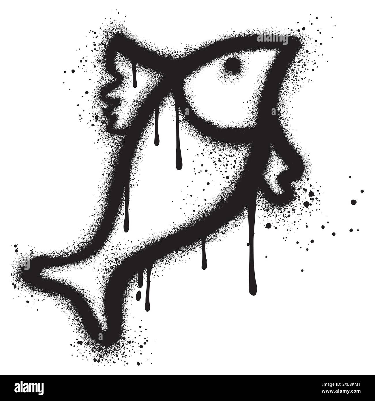 Fisch-Graffiti mit schwarzer Sprühfarbe. Stock Vektor