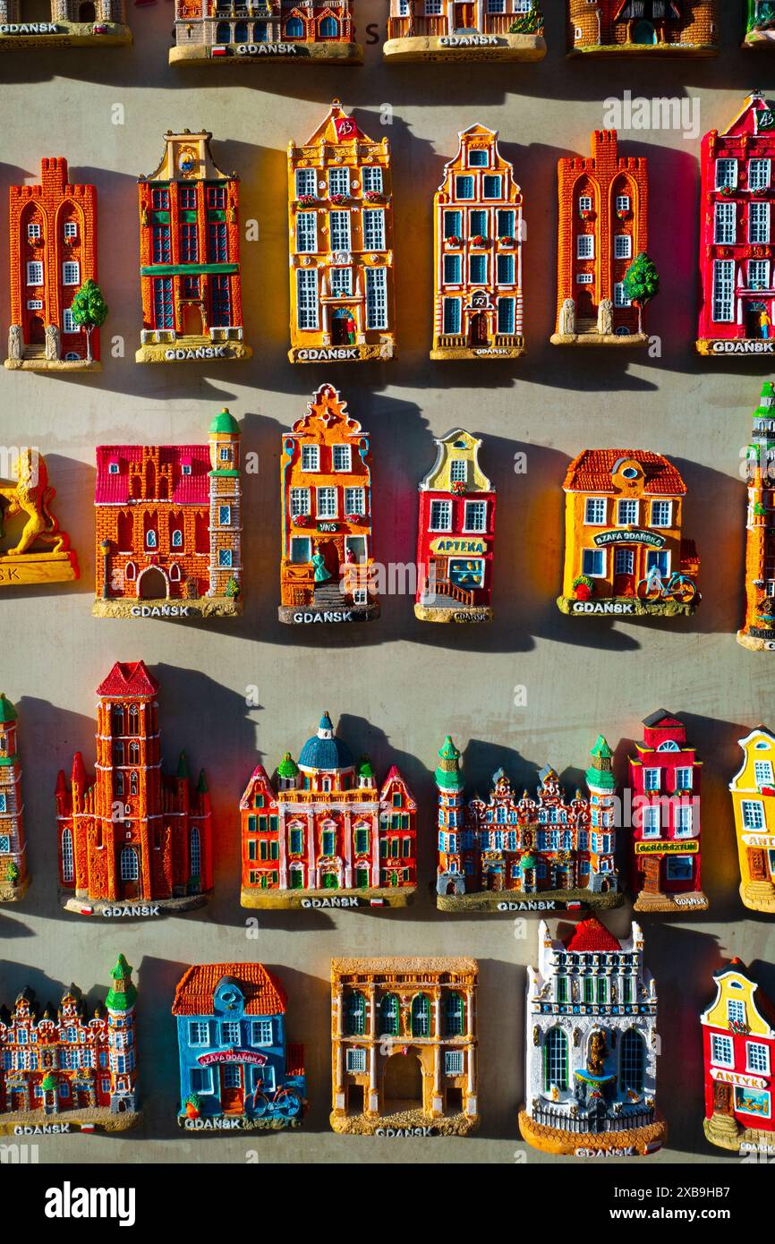 Keramikhäuser in Form von Magneten die Stadt Danzig Polen Stockfoto
