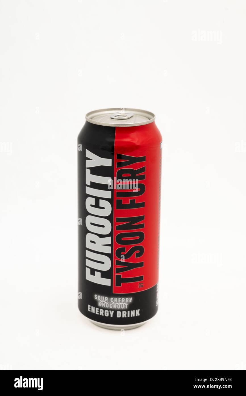 Dose, Drink, Energie, tyson Fury, Furocity, Furocity tyson Fury Energy Drink Stockfoto