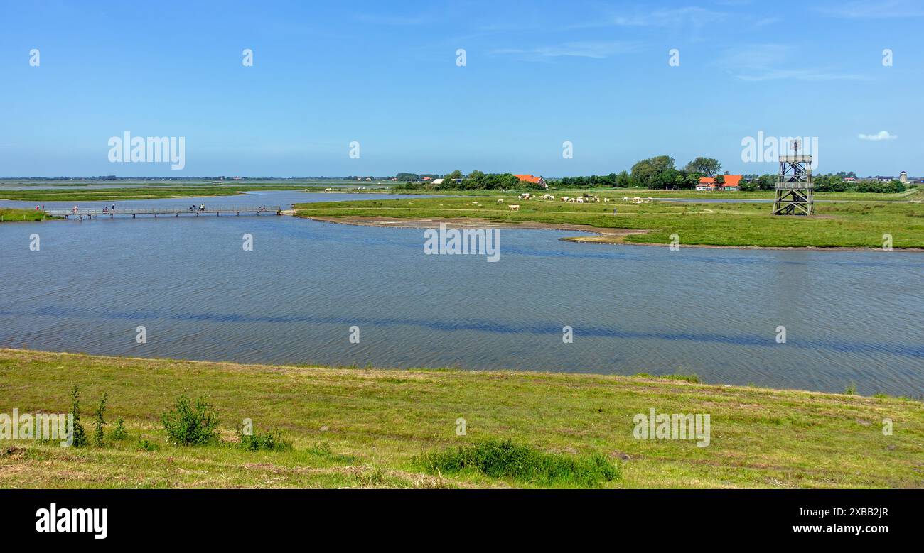 Aussichtsturm am Plan Tureluur, Naturschutzgebiet bei Kerkwerwe auf der Insel Schouwen-Duiveland, Zeeland, Niederlande Stockfoto