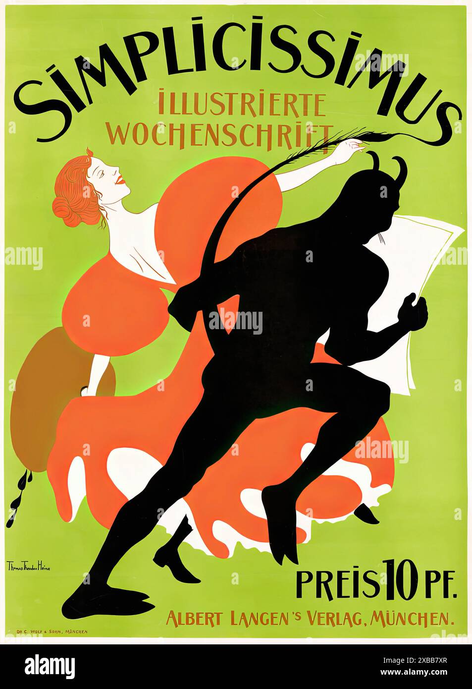 HEINE, Thomas Theodor (1867-1948). Cover von Simplicissimus, 1896. Stockfoto