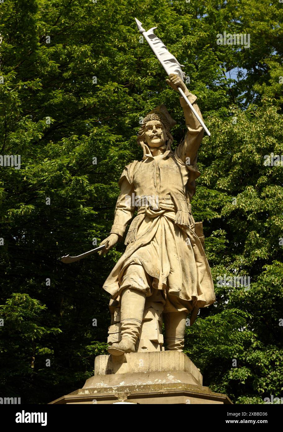 Eine Statue von Jan Kilinski im Stryiskyi Park in Lemberg, Ukraine Stockfoto