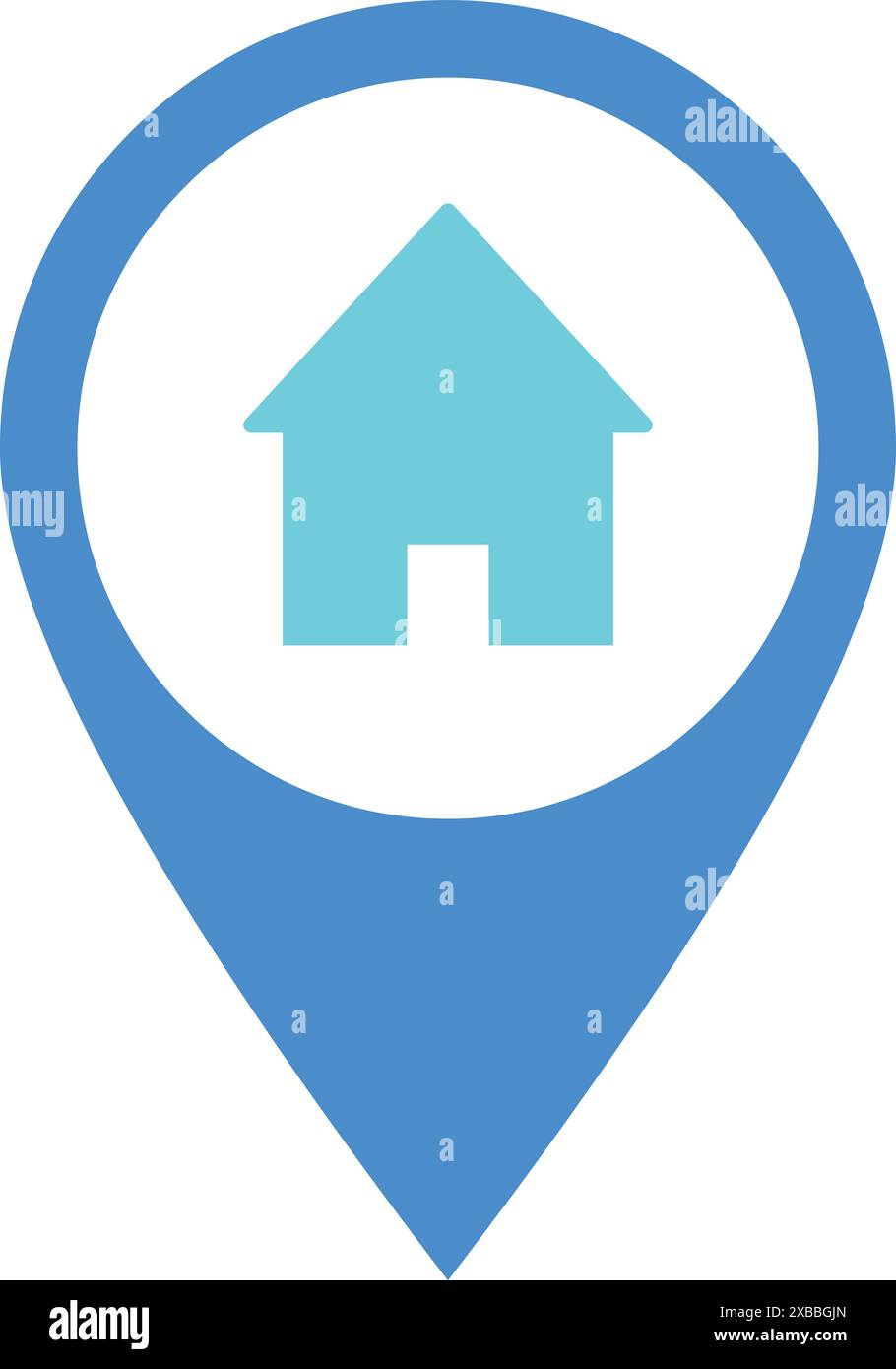 Farbe für den Startplatz, Position für den Punkt der Karte, Navigation im Haussymbol, PIN für den Startplatz, Farbe für das Kartensymbol, Kartenzeiger mit dem Haussymbol Stock Vektor