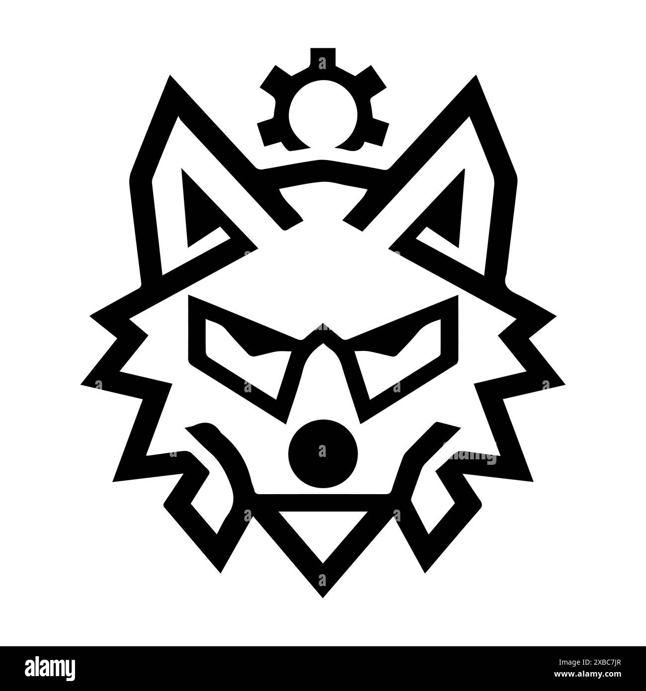 Fox Gear Logo oder moderne Linie. Vektorgrafik und Ikonendesign mit auffälligen Konturen. Schwarz-weiß Pixel Perfect minimalistisches Symbol isoliert weiß Stock Vektor