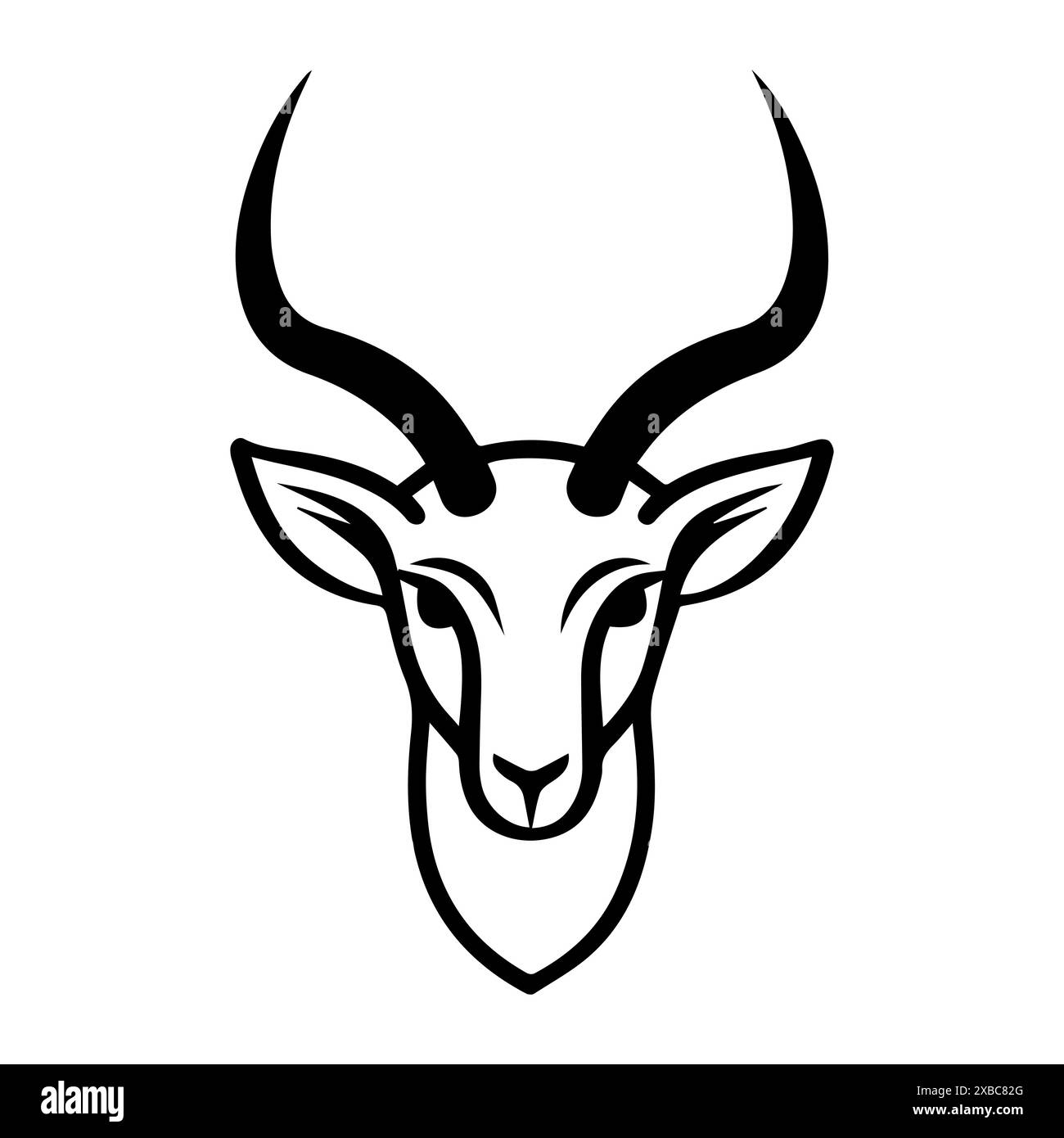 Antilope-Logo oder modernes Symbol. Vektorgrafik und Ikonendesign mit auffälligen Konturen. Schwarz-weiß Pixel Perfect minimalistisches Symbol isoliert weiß Stock Vektor