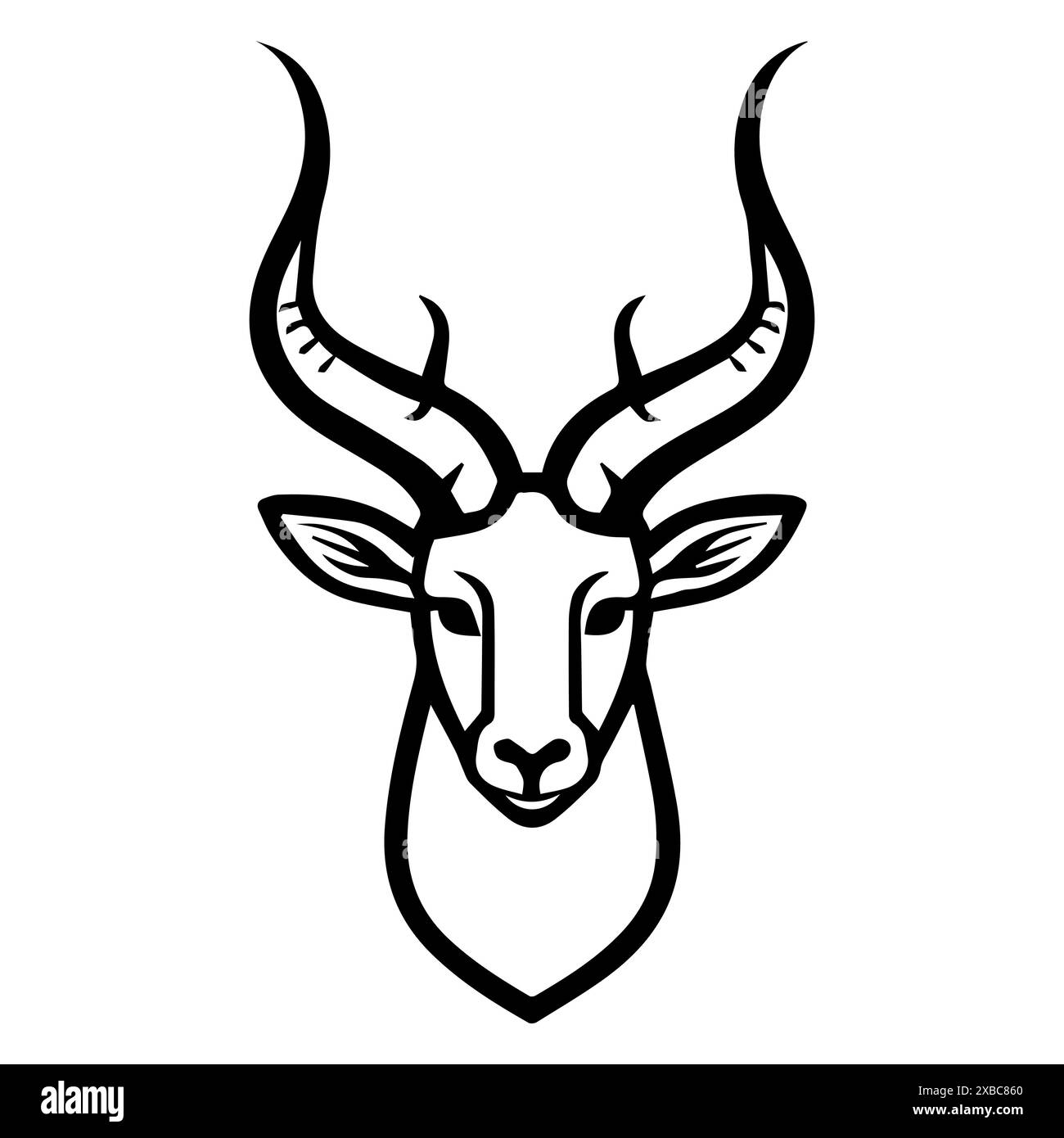 Antilope-Logo oder modernes Symbol. Vektorgrafik und Ikonendesign mit auffälligen Konturen. Schwarz-weiß Pixel Perfect minimalistisches Symbol isoliert weiß Stock Vektor