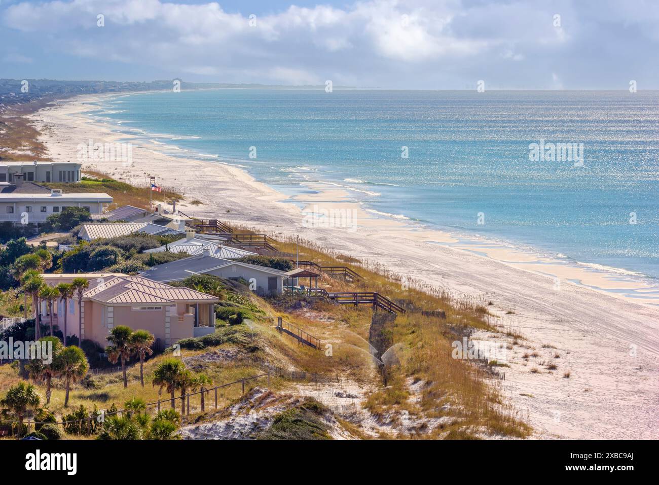 Weiße Sandstrände in Panama City, Florida Panhandle und Golf von Mexiko Stockfoto