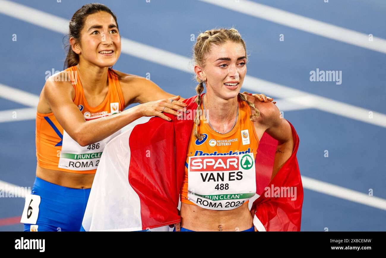 Rom, Italien. Juni 2024. ROM - Diane van es nach dem Finale der 10.000 Meter langen Damen am fünften Tag der Leichtathletik-Europameisterschaft. ANP IRIS VAN DEN BROEK Credit: ANP/Alamy Live News Stockfoto