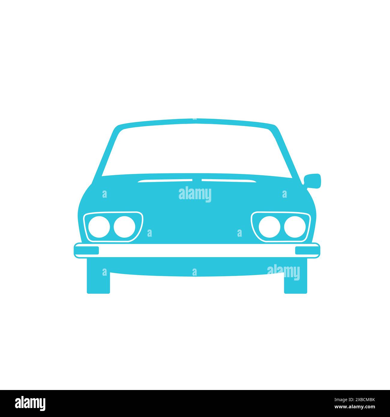 Minimalistisches Retro-Auto. Oldtimer. Vorderansicht. Isoliert auf weißem Hintergrund. Stock Vektor