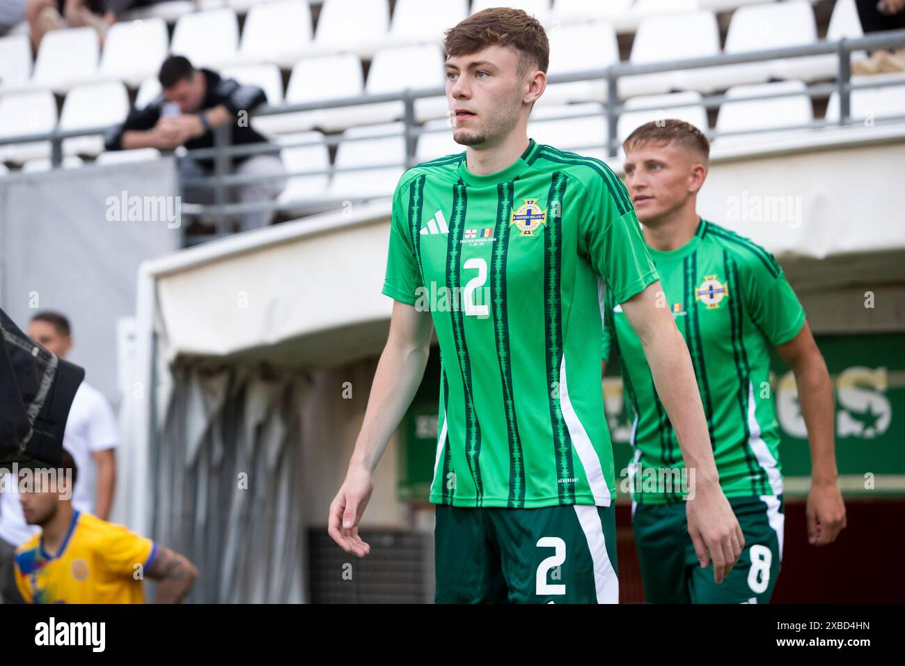 Murcia, Spanien. Juni 2024. Conor Bradley Verteidiger Nordirland Spieler, NORDIRLAND gegen ANDORRA, UEFA-Freundschaftsspiel, Nueva Condomina Stadium, Murcia, Region Murcia, Juni 2024 Credit: Pascu Méndez/Alamy Live News Stockfoto