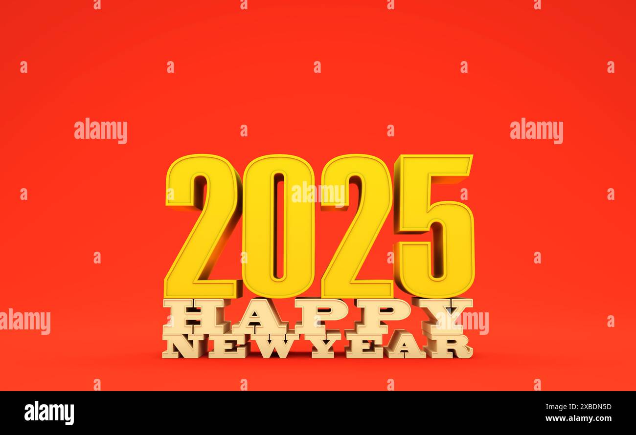 Neujahr 2025 Creative Design Concept – 3D-gerendertes Bild Stockfoto