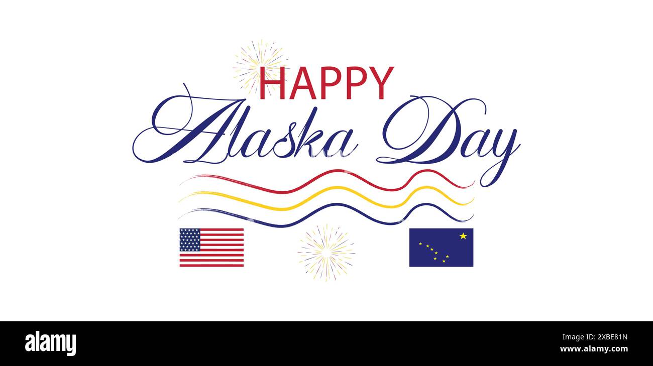 Happy Alaska Day Ein festlicher Text mit Flaggenillustration Stock Vektor