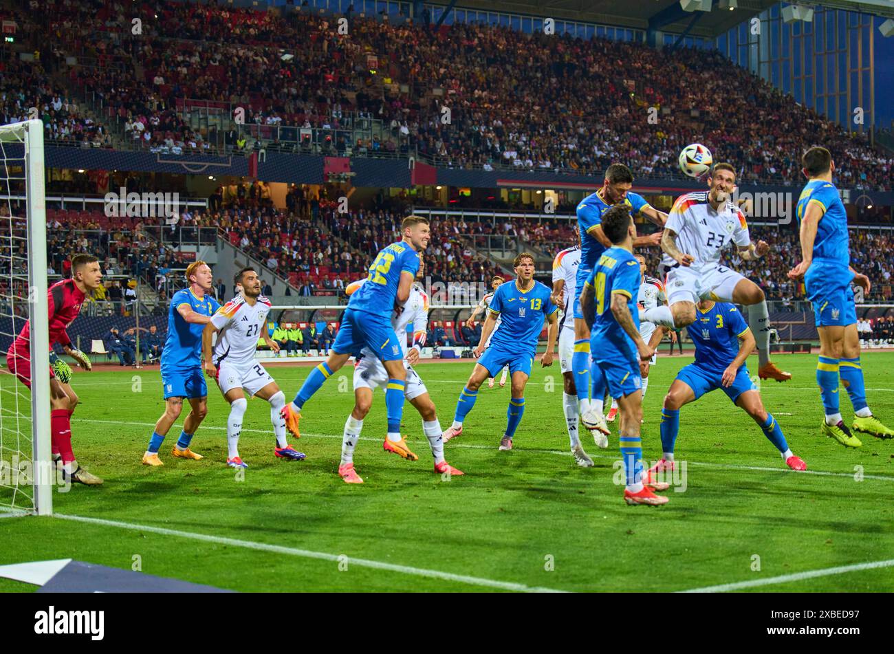 Robert Andrich, DFB 23 Ilkay Gündogan, DFB 21 Kai Havertz, DFB 7 kämpfen um den Ball, Tackling, Duell, Header, zweikampf, Aktion, Kampf gegen Mykola Shaparenko, UKR 19 Ilja Zabarnyi, UKR 13 Mykola MATWIJENKO, UKR 22 Georgiy Bushchan, UKR 1 im Freundschaftsspiel DEUTSCHLAND - UKRAINE 0-0 DEUTSCHLAND - UKRAINE in Vorbereitung auf die Europameisterschaft 2024 am 3. Juni 2024 in Nürnberg, Deutschland. Fotograf: Peter Schatz Stockfoto