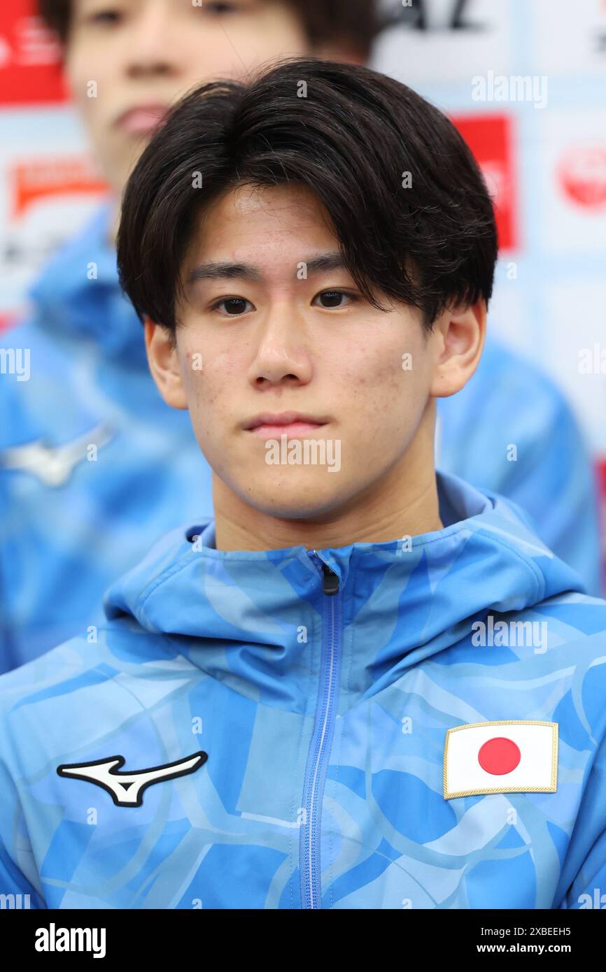 Tokio, Japan. Juni 2024. Daiki Hashimoto (JPN) Kunstturnen : Japan Gymnastics Association stellt die neue Uniform für die Olympischen Spiele 2024 in Tokio vor. Quelle: Yohei Osada/AFLO SPORT/Alamy Live News Stockfoto