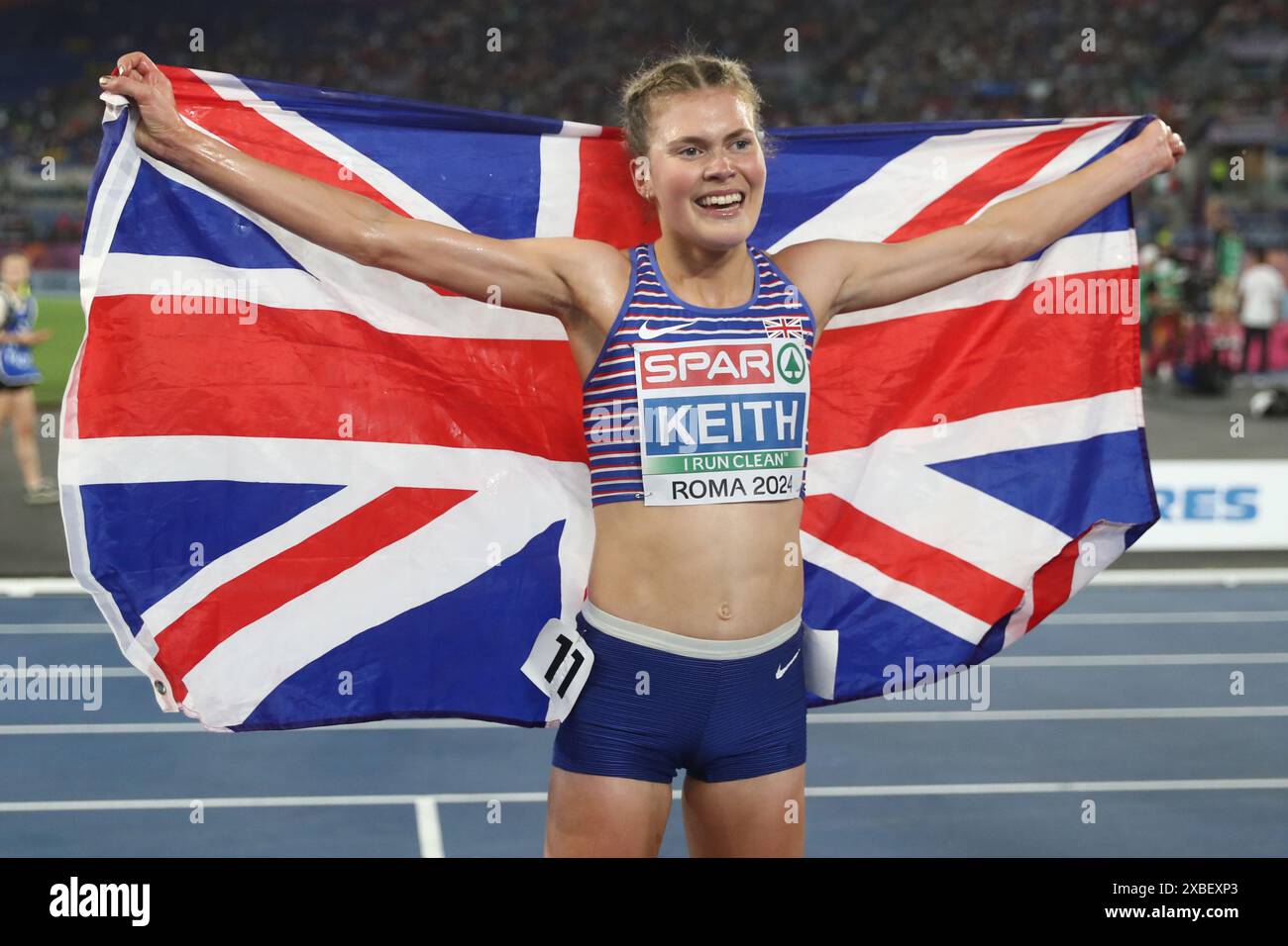 Rom, Italien 11.06.2024: Megan KEITH, Diane VAN es , tritt im Olympiastadion beim 10000-m-Finale der Frauen bei den Leichtathletik-Europameisterschaften 2024 an Stockfoto