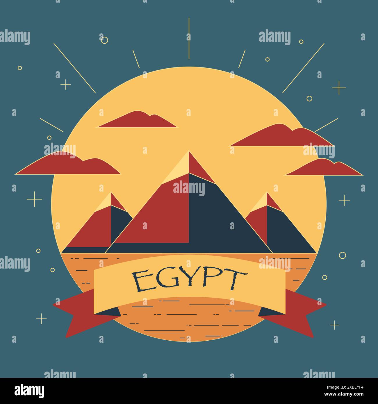Reisen Sie zum ägyptischen Wahrzeichen mit den ägyptischen Pyramiden Stock Vektor