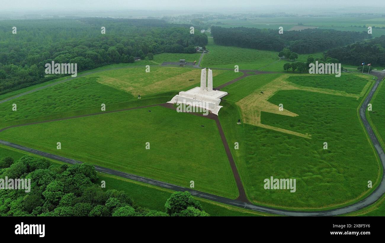 Drohnenfoto Canadian National Vimy Memorial France Europe Stockfoto