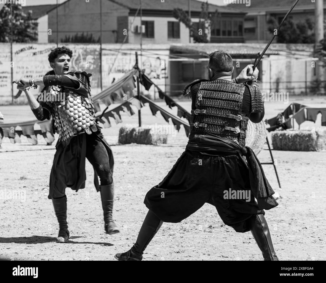 Mittelalterliche Festkapitulaciones in santa fe, Granada, Kampfvorstellung Stockfoto