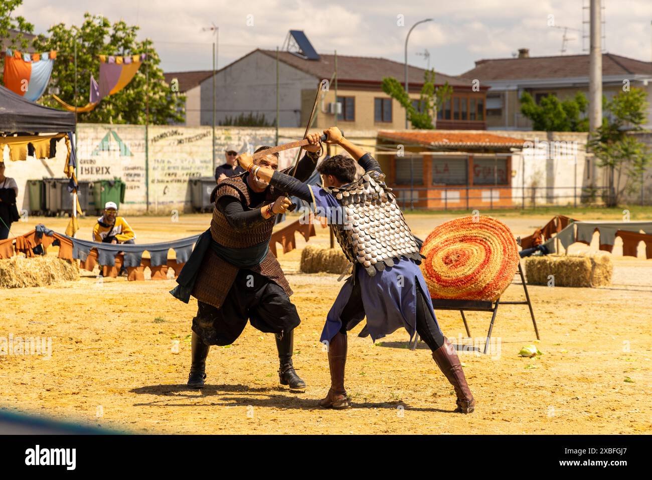 Mittelalterliche Festkapitulaciones in santa fe, Granada, Kampfvorstellung Stockfoto