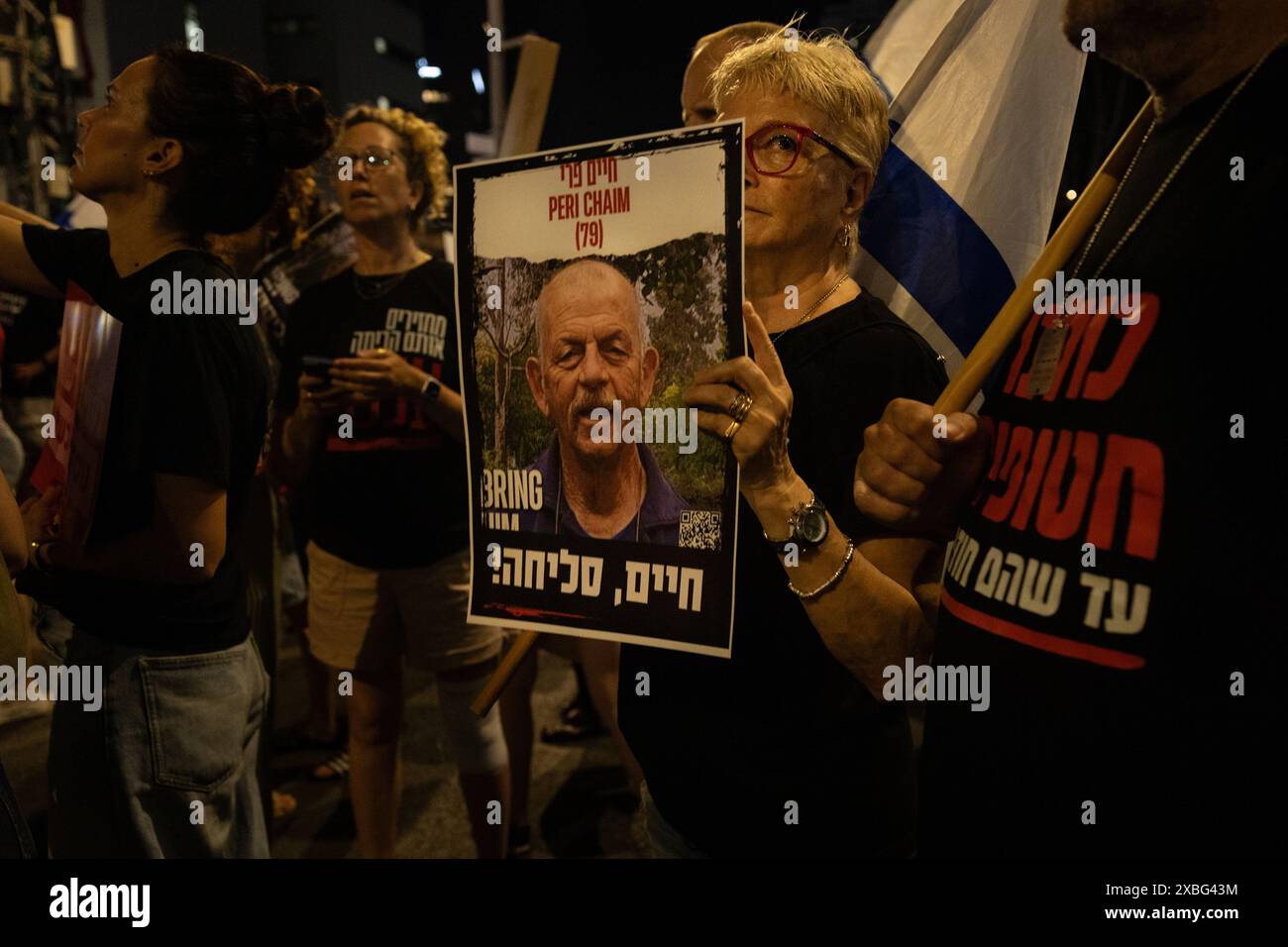 Israelis protestieren gegen Netanjahus Regierung und fordern einen Geiselvertrag. Tel Aviv, Juni 2024/ Stockfoto