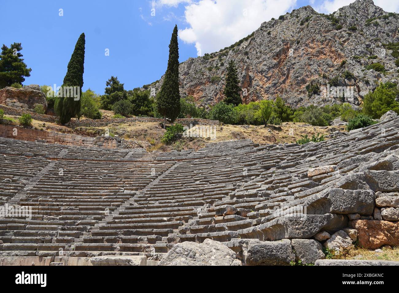 Das antike Theater des Orakels von Delphi in Griechenland Stockfoto