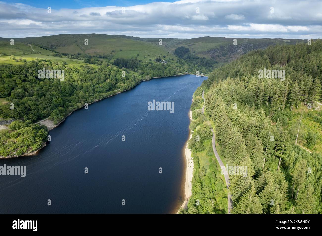 Penygarreg Reservoir im Elan Valley, Wales, das Birmingham in den Midlands, Großbritannien mit Wasser versorgt. Stockfoto