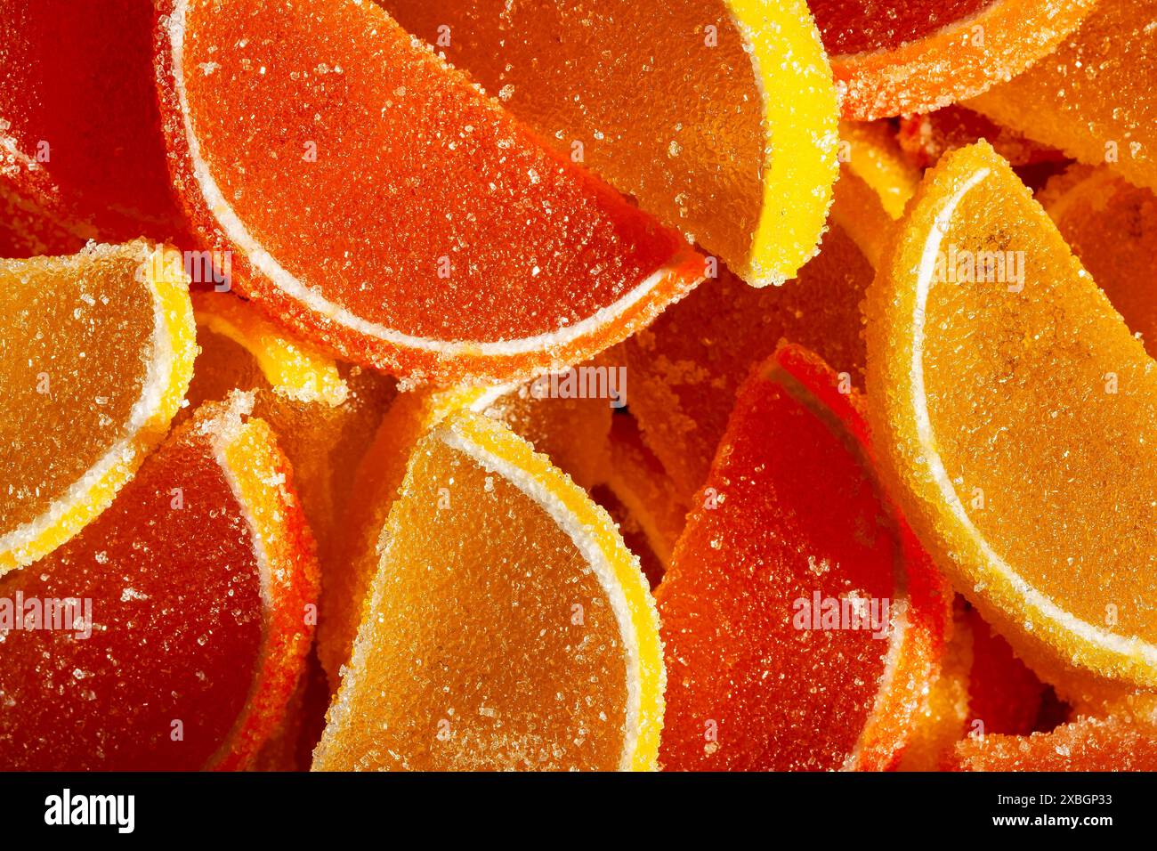 Makrodetail mit Zitrusbonbons Stockfoto
