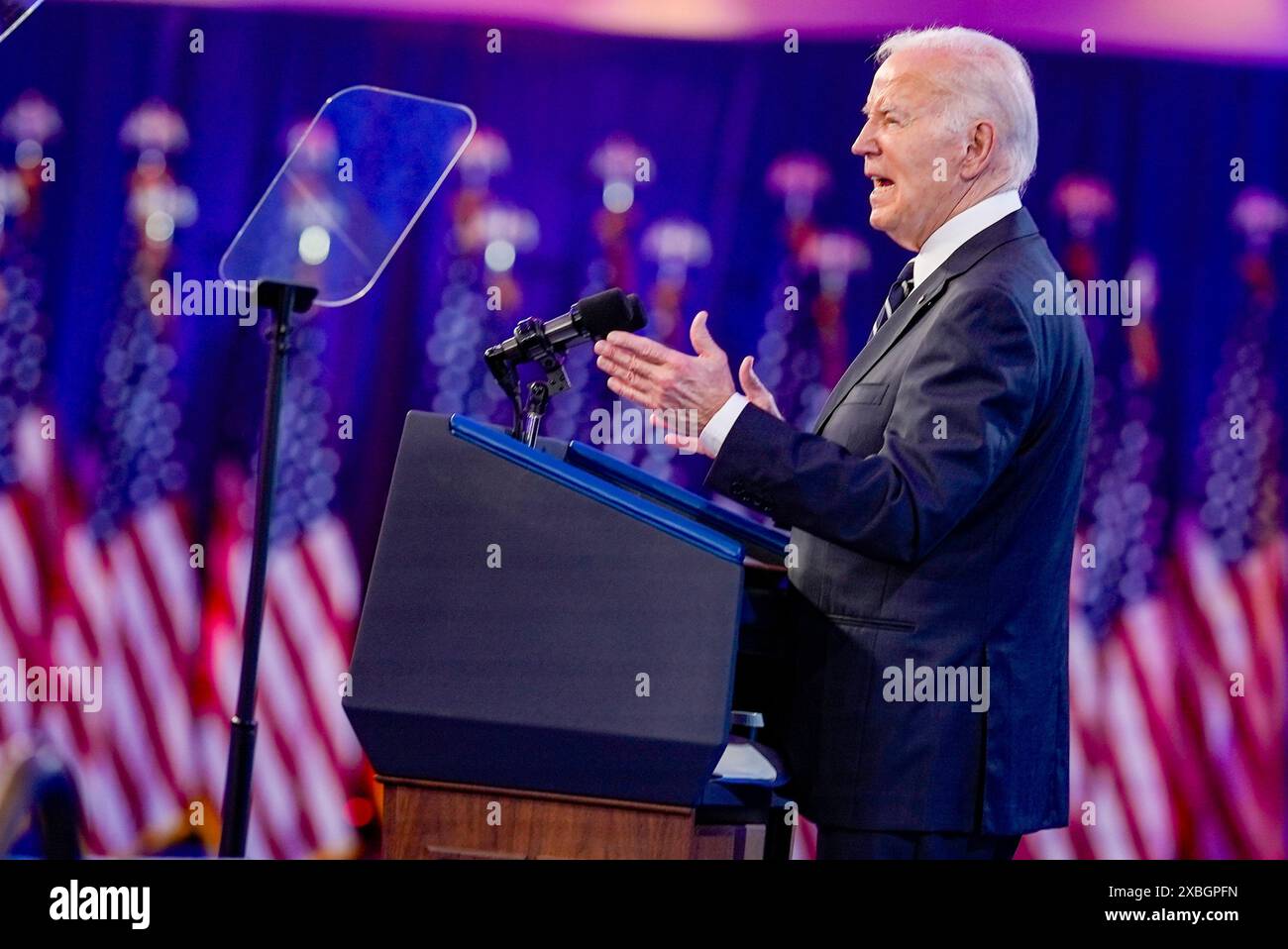 US-Präsident Joe Biden hält am Dienstag, den 11. Juni 2024, auf der jährlichen „Gun Sense University“-Konferenz des Everytown for Gun Safety Action Fund in Washington, DC, eine Rede. Kredit: Ken Cedeno/Pool über CNP/MediaPunch Stockfoto