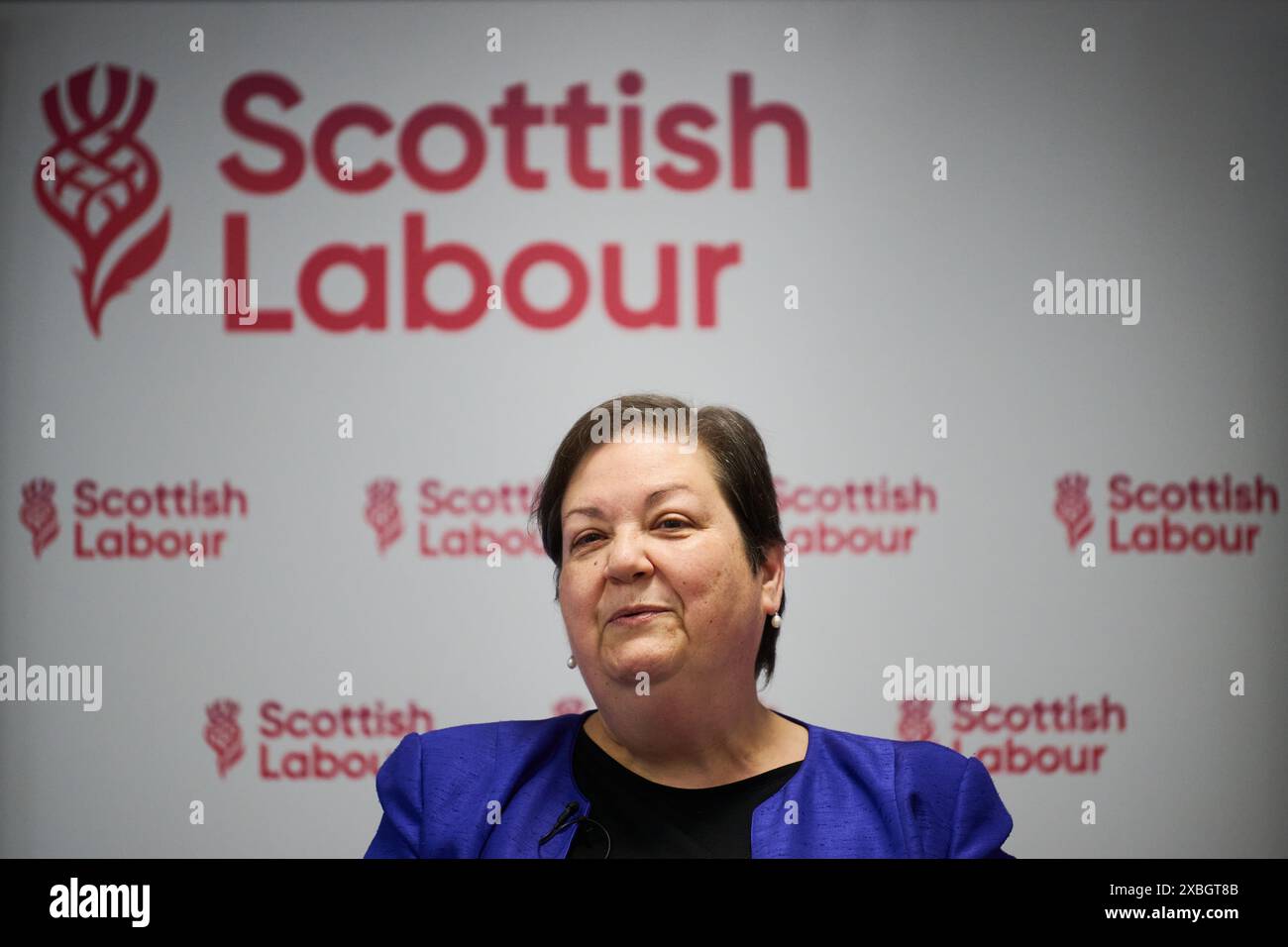 Edinburgh Schottland, Vereinigtes Königreich 12. Juni 2024. Scottish Labour Jackie Baillie MSP am Institute for Regeneration and Repair, Little France, wo sie über die Vision Scottish Labour für den NHS spricht. Credit sst/alamy Live News Stockfoto