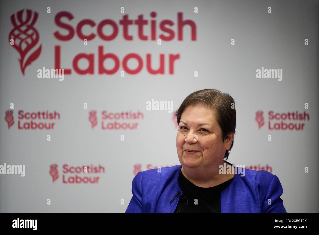 Edinburgh Schottland, Vereinigtes Königreich 12. Juni 2024. Scottish Labour Jackie Baillie MSP am Institute for Regeneration and Repair, Little France, wo sie über die Vision Scottish Labour für den NHS spricht. Credit sst/alamy Live News Stockfoto