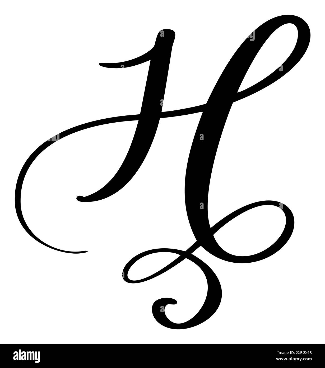 Vektorkalligraphie handgezeichnetes H-Logo. Schriftart des Skripts. Handgeschriebener Pinselstil Stock Vektor