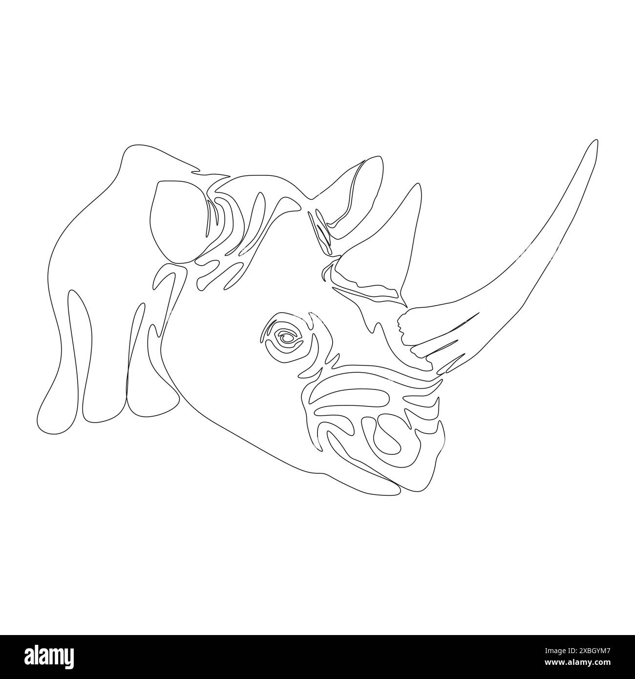 Einzeiliges Nashorn-Design. Handgezeichnete minimalistische Vektorillustration. Wildtiere ein wildes Tierkonzept. Logo Stock Vektor