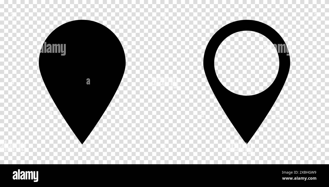 Pins für das Symbol für zwei Kartenzeichen auf transparentem Hintergrund Stock Vektor