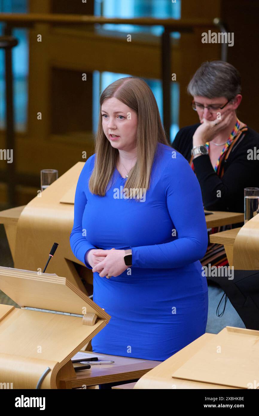 Edinburgh Schottland, Vereinigtes Königreich 12. Juni 2024. Scottish Green Party Gillian Mackay im Scottish Parliament for the Stage 3 Procedures: Abtreibungsdienste (Safe Access Zones) (Scotland) Bill. Credit sst/alamy Live News Stockfoto