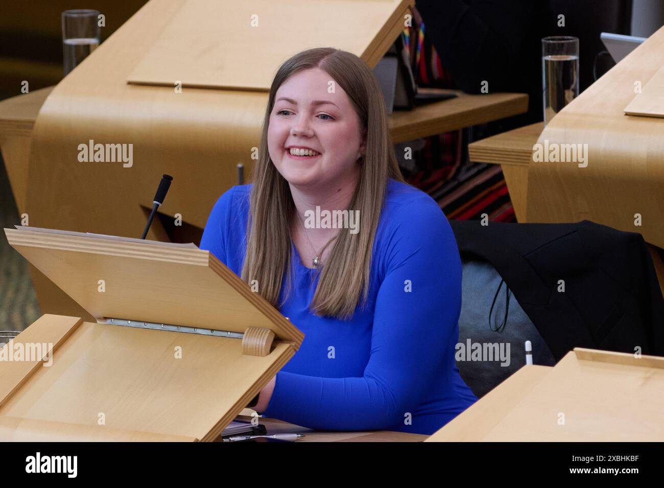 Edinburgh Schottland, Vereinigtes Königreich 12. Juni 2024. Scottish Green Party Gillian Mackay im Scottish Parliament for the Stage 3 Procedures: Abtreibungsdienste (Safe Access Zones) (Scotland) Bill. Credit sst/alamy Live News Stockfoto